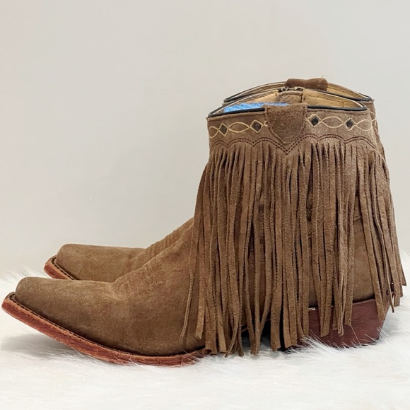 J.B.Dillon Shoes - J.B. Dillon Brown Suede Fringe Cowgirl Western Boots Size 7.5